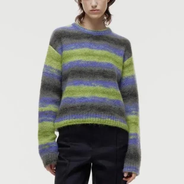 우영미 모헤어 스트라이프 니트