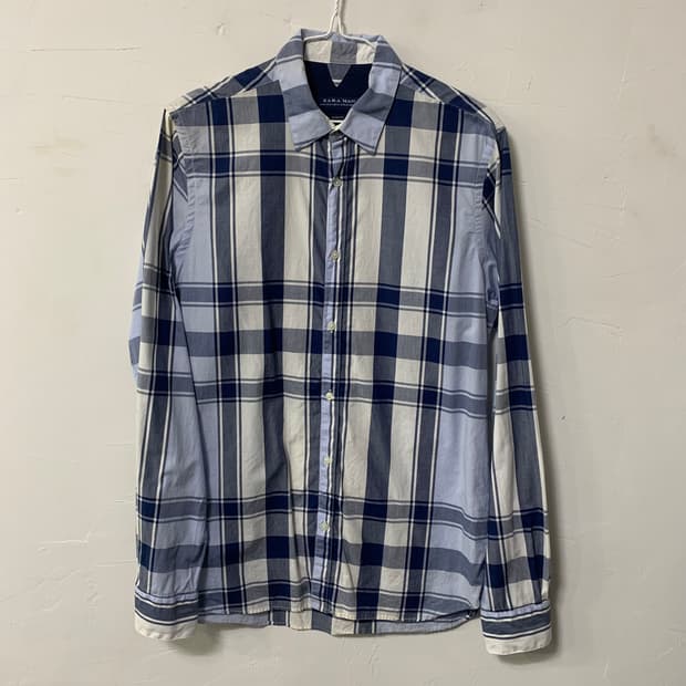 (M) 자라 남성용 체크 셔츠