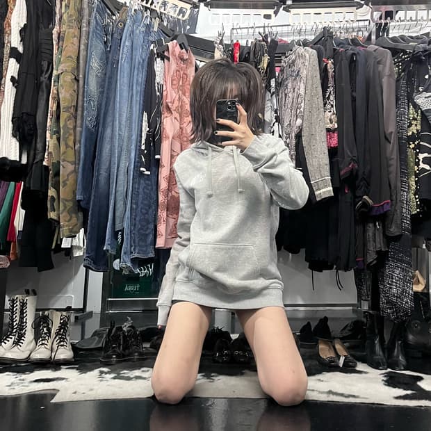 노스페이스 그레이 후드티