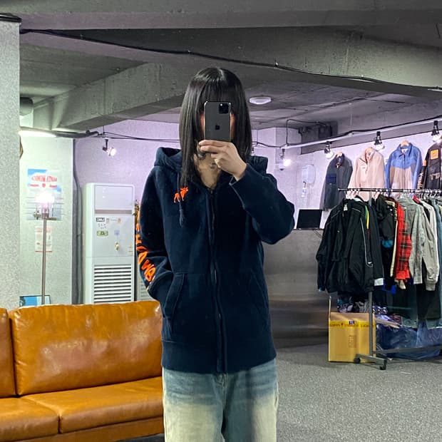 아베크롬비 사슴로고 y2k 네이비 후드집업 B4384