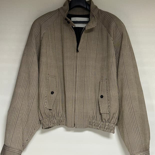 (L) 렉토 글렌 체크 헤링턴 봄버 자켓 카키 베이지