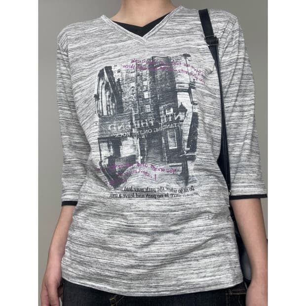 빈티지 락시크 그레이 펑크 y2k 레이어드 반팔