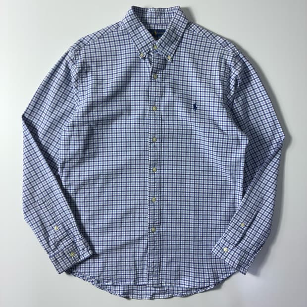 Polo  폴로 랄프로렌 자수 코튼 슬림핏 옥스퍼드 체크 셔츠 