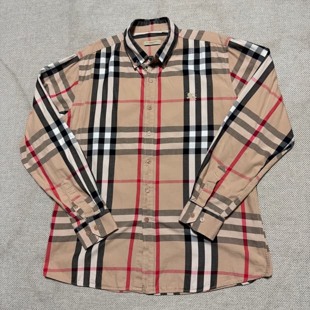 버버리 브라운 체크 코튼 셔츠