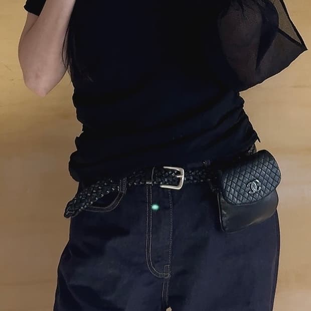 샤넬 빈티지 깜봉 라인 볼링백