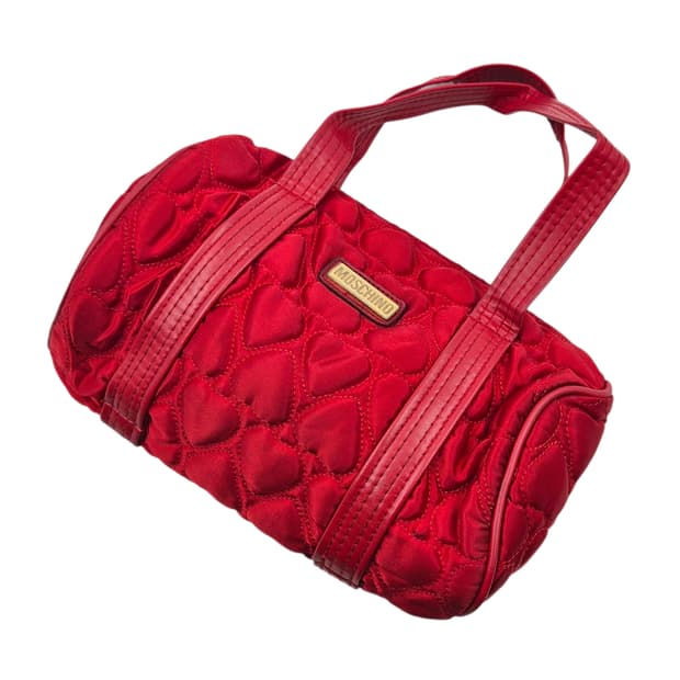 00s 러브 모스키노 하트 퀼팅 망치 미니백