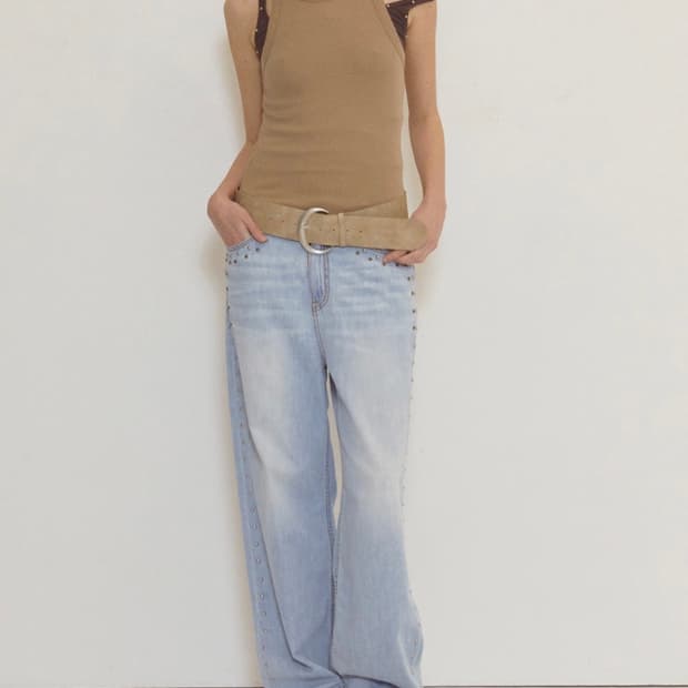 mmmjeans 스터드 와이드 데님 L