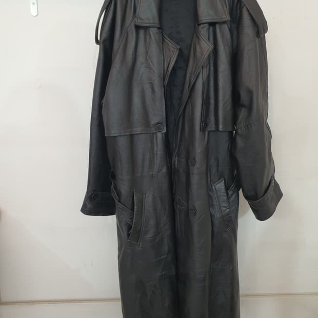 리얼가죽 남성트랜치코트 롱코트 가죽코트