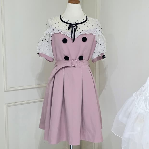 교판//리즈리사 고전일본빈티지 양산형지뢰계 핑크 하트 원피스