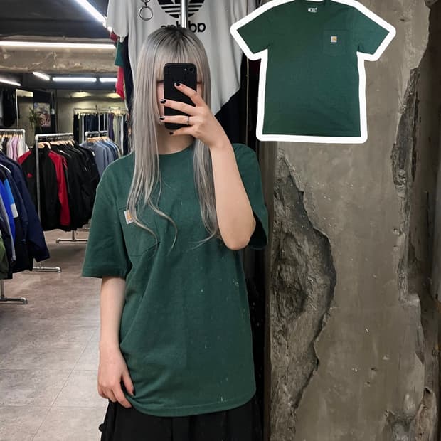 칼하트 포켓 반팔 티셔츠 그린 S   #csz2800