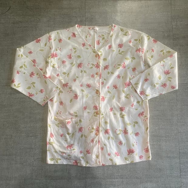 일본빈티지 Wing 하구미모리걸 달천깔페어리 포켓 플라워가디건