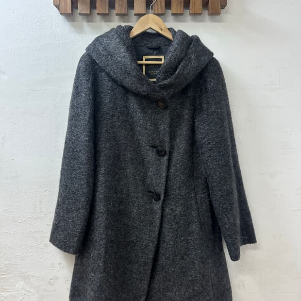 SANYO 산요 Mohair Wool Blend Hooded Coat
