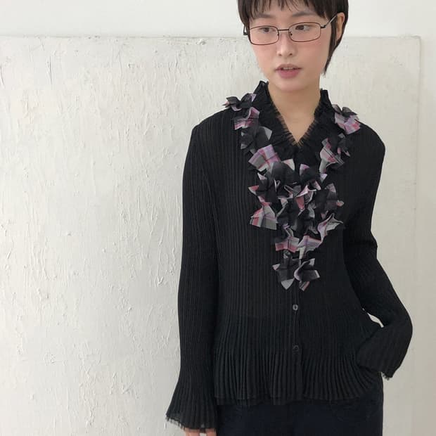 vintage pleated ruffle blouse