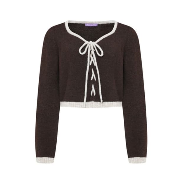 (새상품) 레터프롬문 튤립 라인 아일렛 울 가디건