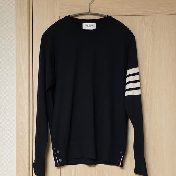 [2사이즈] 톰브라운 파인 메리노울 니트 네이비