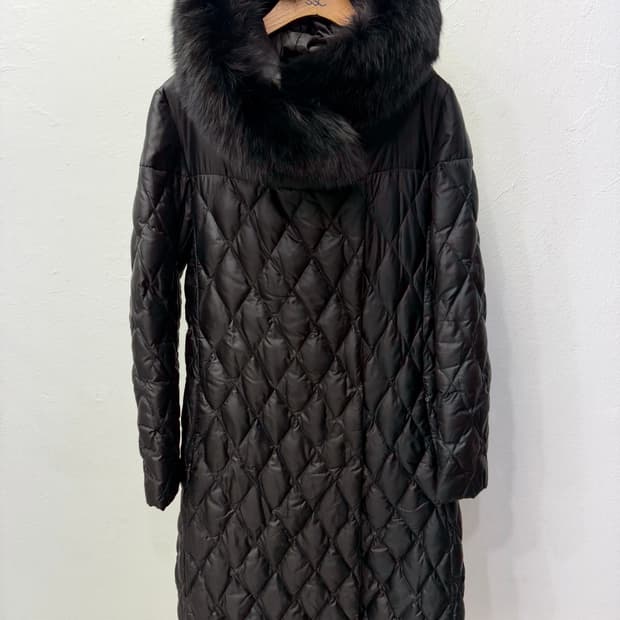 정품) 막스마라 블랙 퀼팅 후드퍼 패딩 38(55-66)