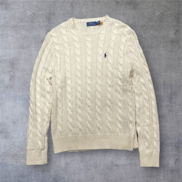 폴로 랄프로렌 아이보리 케이블 코튼 니트 M