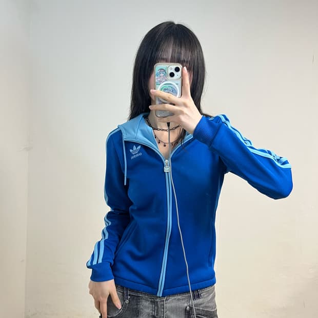 Adidas blue firebird hood jersey