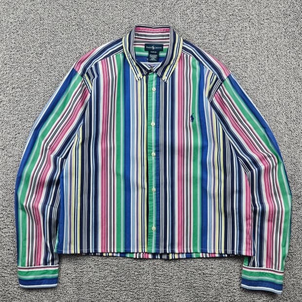 폴로랄프로렌 크롭 커스텀 멀티 스트라이프 셔츠 ( XL ) / 11666