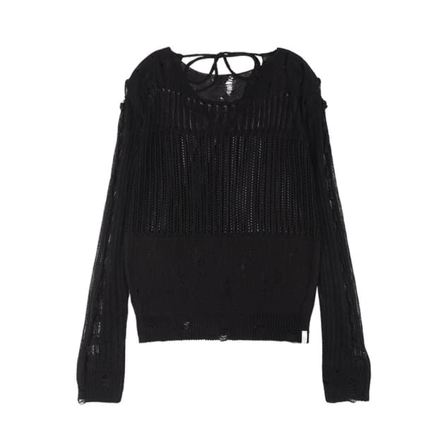 데미지 니트 롱슬리브 (BLACK) F25QB089