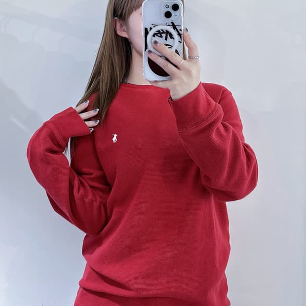 폴로랄프로렌 레드 니트 슬리브