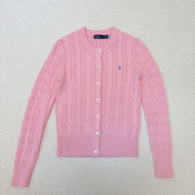 폴로랄프로렌 케이블 핑크 가디건 정품