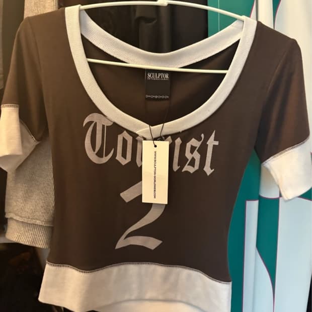 스컬프터 heart neck tee brown S