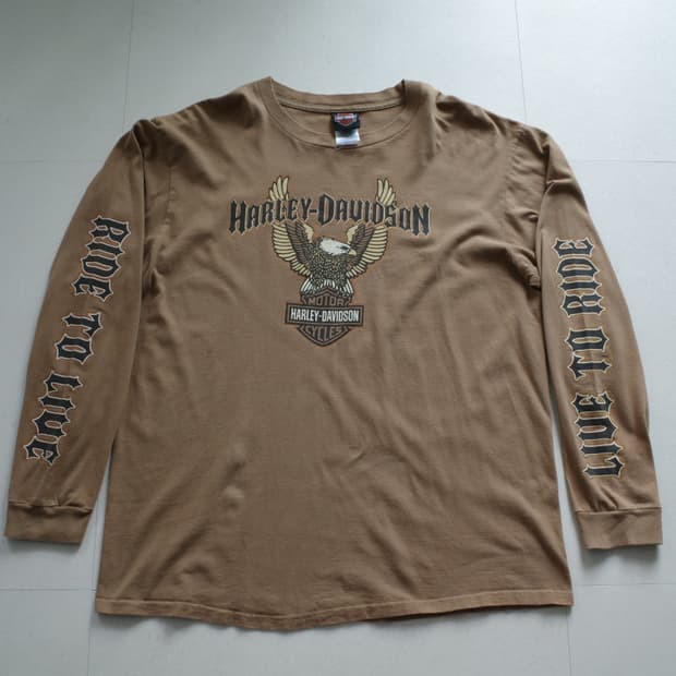 90s USA 할리데이비슨 양팔 프린팅 롱슬리브 (XL) 