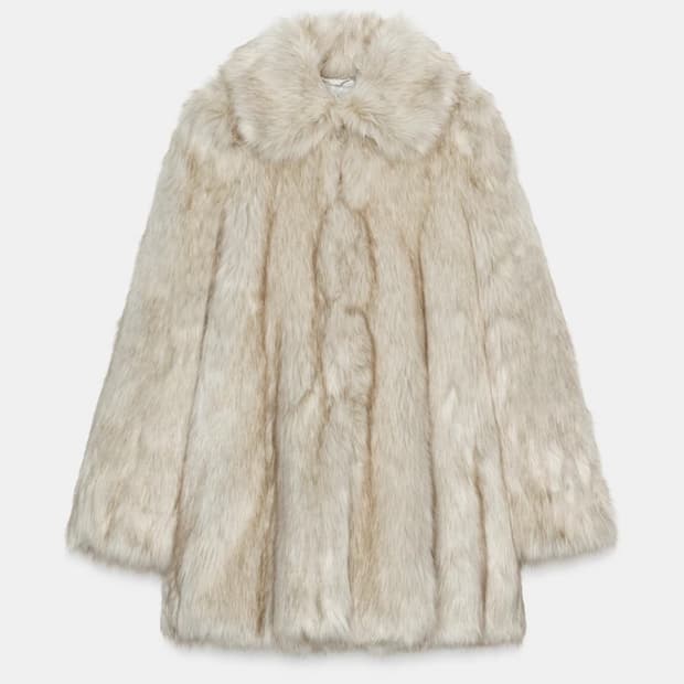 자라 페이크 퍼 숄더 코트