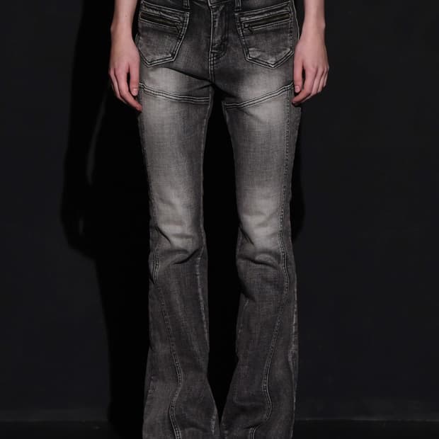 FRONT POCKET BOOTS CUT DENIM PANTS