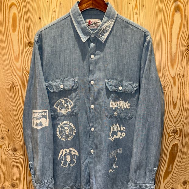 히스테릭 글래머 프린팅 샴브레이 데님 셔츠