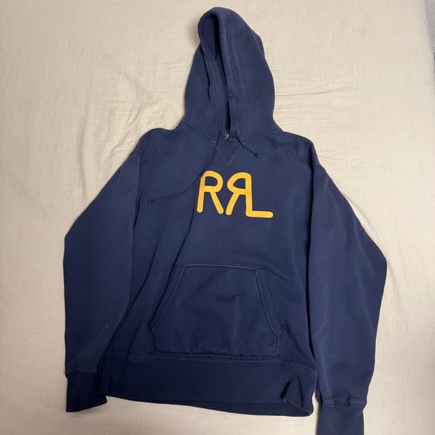 [XL]더블알엘 로고 플리스 후디 네이비