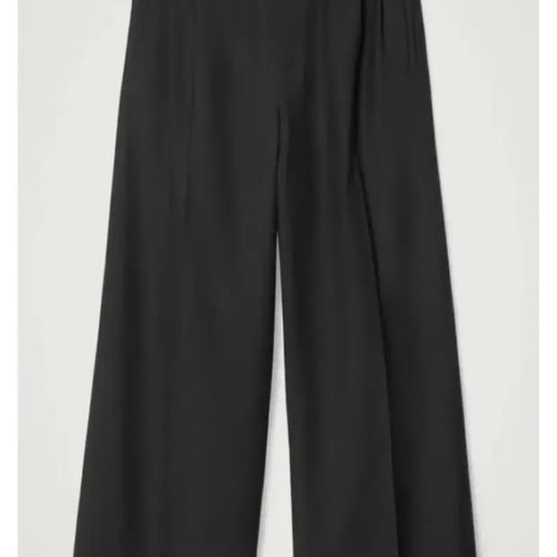 COS 코스 플리티드 울 와이드 레그 트라우저 슬랙스 팬츠 블랙 44