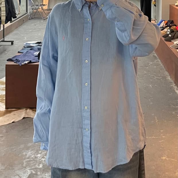 폴로 랄프로렌 스카이블루 린넨 셔츠 H2716