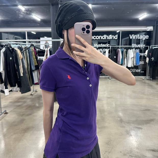 폴로 랄프로렌 퍼플 슬림핏 여성 반팔 티셔츠