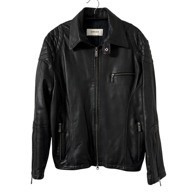 베르사체 컬렉션 램스킨 레더 바이커 자켓 50 라이더자켓 가죽자켓