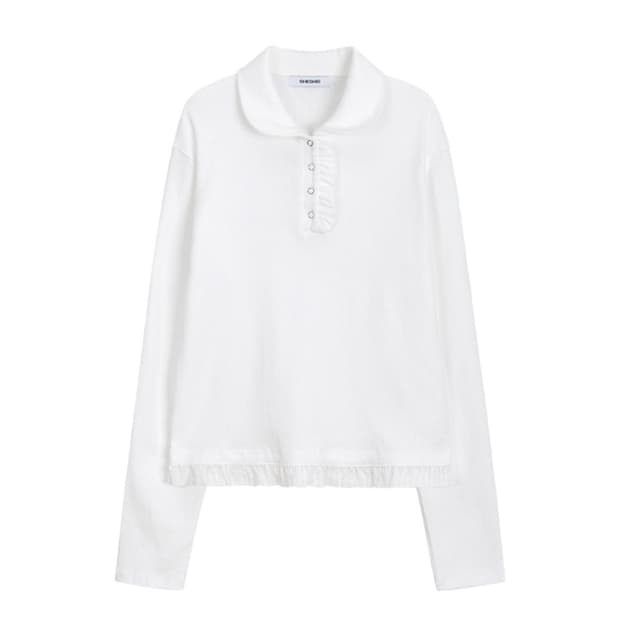 round collar frill long t-shirt (white)