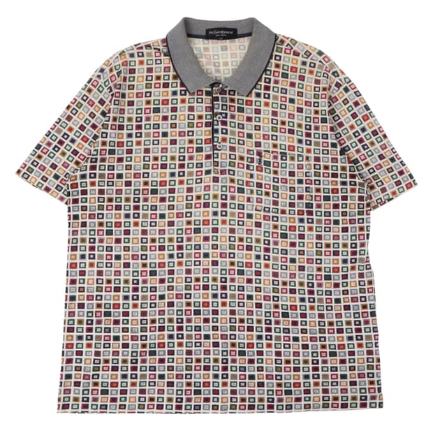 입생로랑 뿌르 옴므 스퀘어 패턴 pk 티셔츠