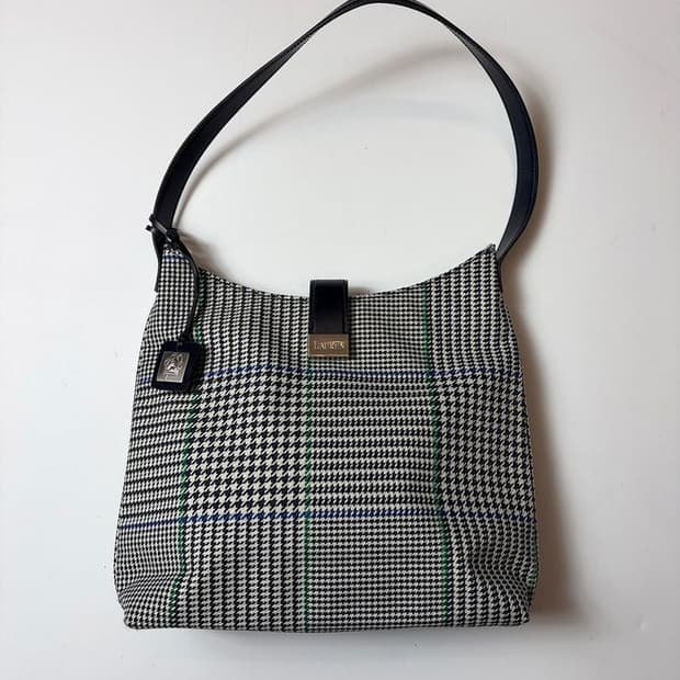 폴로랄프로렌 브라운 하운드 투스 체크 숄더백 Q1477