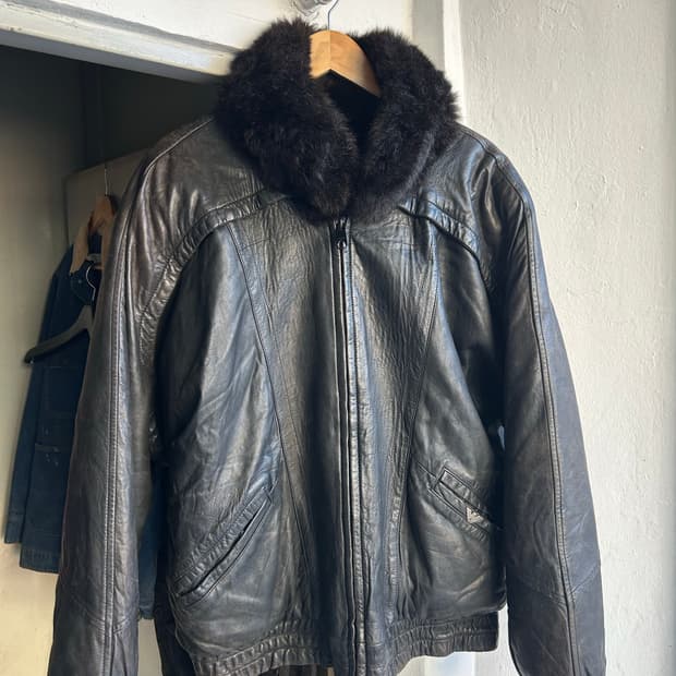 80‘s 조르지오아르마니 가죽 봄버자켓(리버시블)