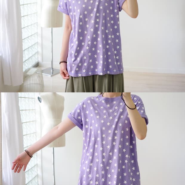  Soft lavender star patterned tee