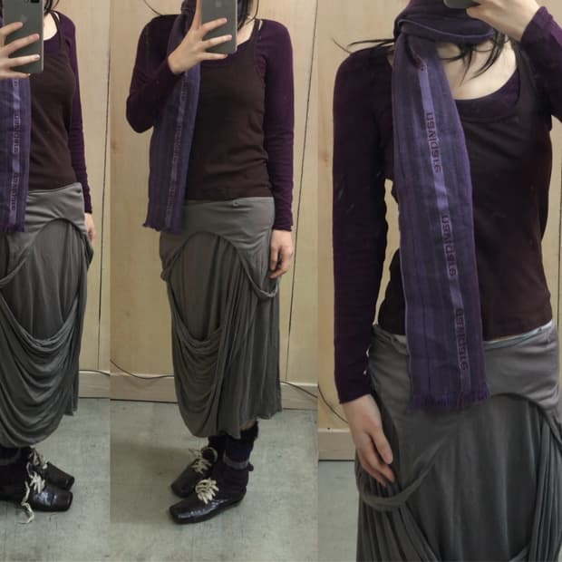 [직수입] 빈티지 드레이프 저지 드레스 스커트 토프 브라운