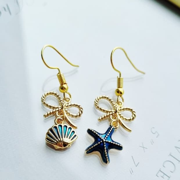 핸드메이드 새상품)조개 불가사리 귀걸이