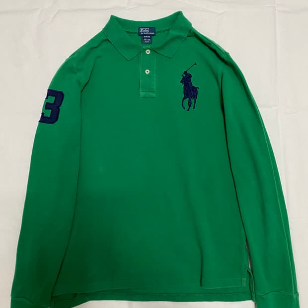 빈티지 폴로 그린 초록 럭비티 카라티 롱슬리브 빅폴로