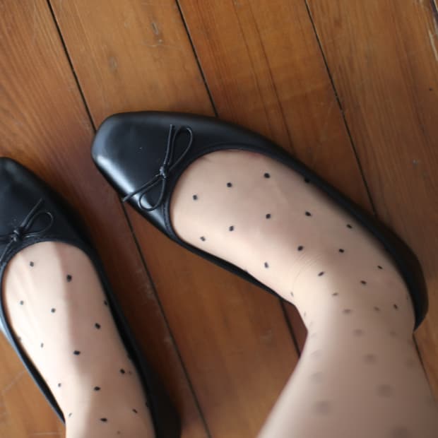 블랙 리본 플랫 슈즈