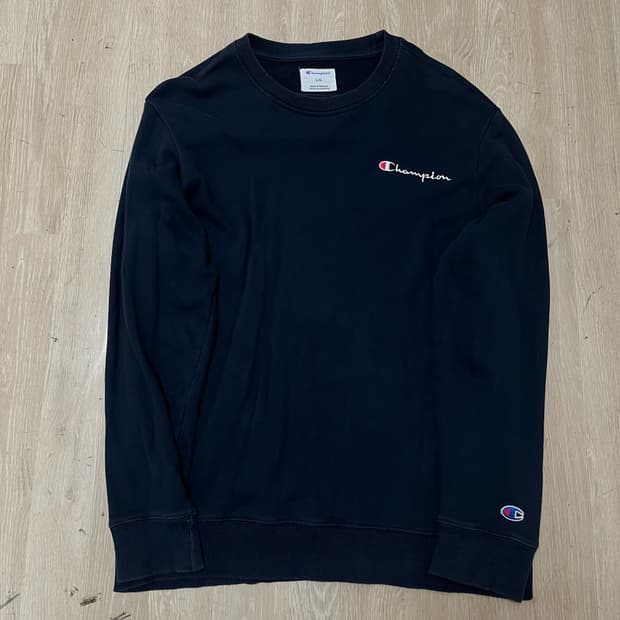 챔피온 스펠로고 자수 맨투맨 크루넥 티셔츠 [네이비] L/100