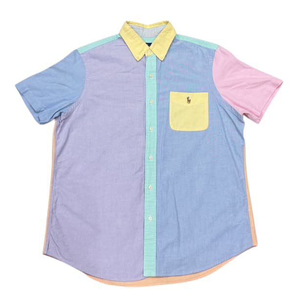 폴로 랄프로렌 QR 옥스퍼드 멀티컬러 포켓 반팔셔츠 남방 L