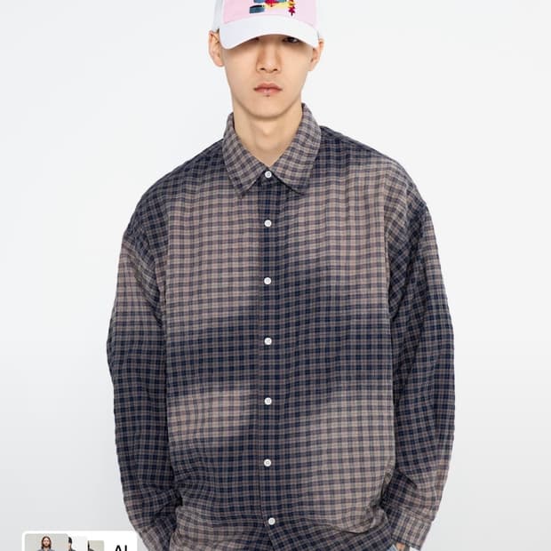 엑스톤즈XTS029 하브 워싱 빈티지 체크 셔츠 (NAVY)