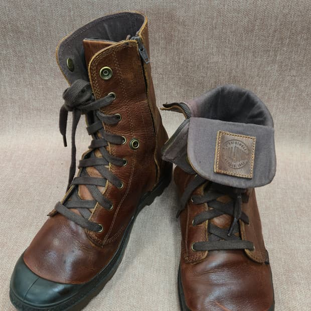 팔라디움 275mm- 배기 레더  워커 부츠 브라운 가죽