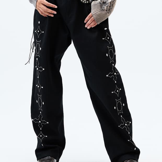 크리틱 WORMHOLE STUD PANTS BLACK 스터드 팬츠 바지